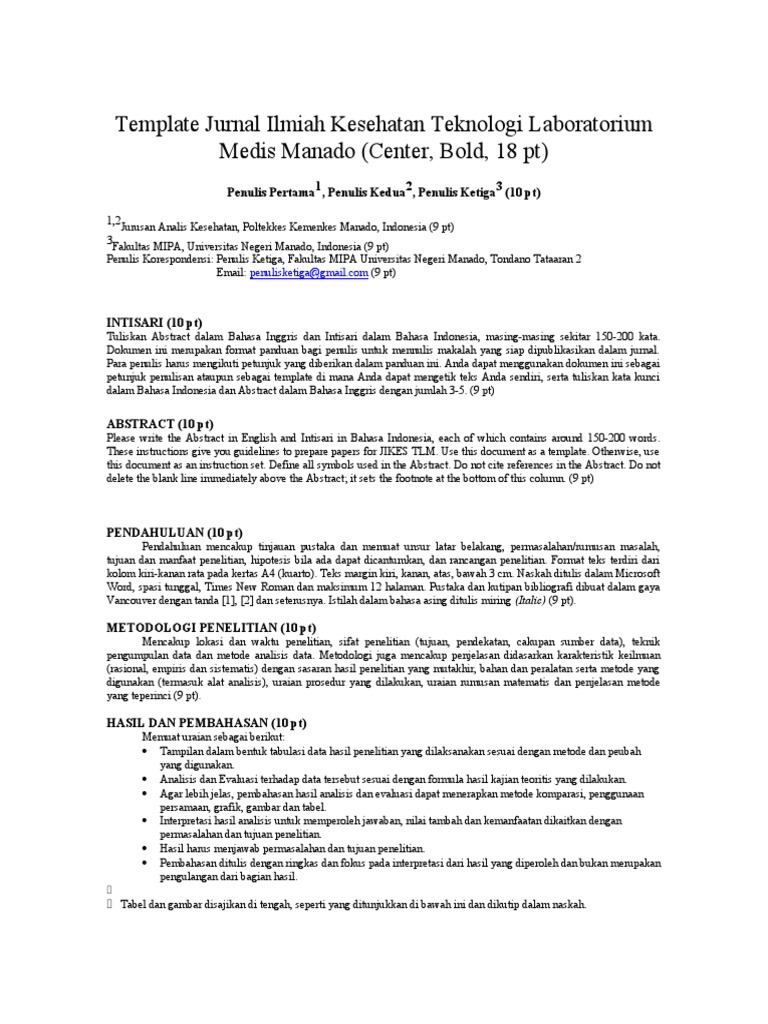 Template Jurnal Teknologi Laboratorium | PDF