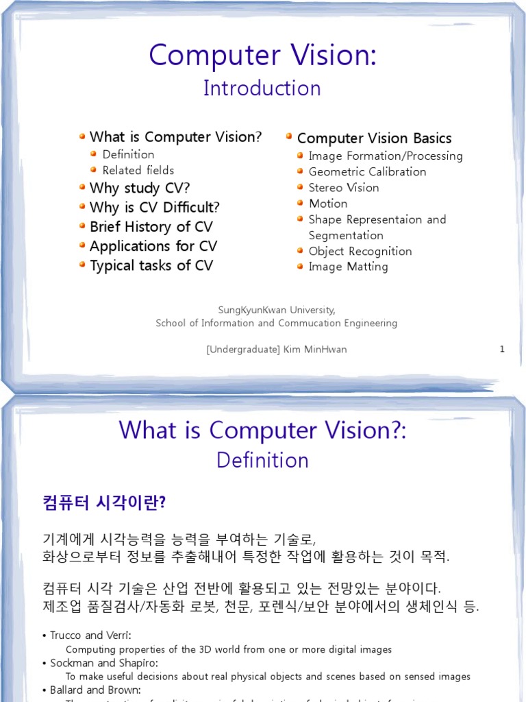 Overview of Computer Vision Basics | PDF | Computer Vision | 3 D ...