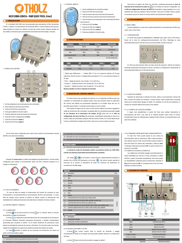 Instrucciones de uso del controlador Easy Pool timer para