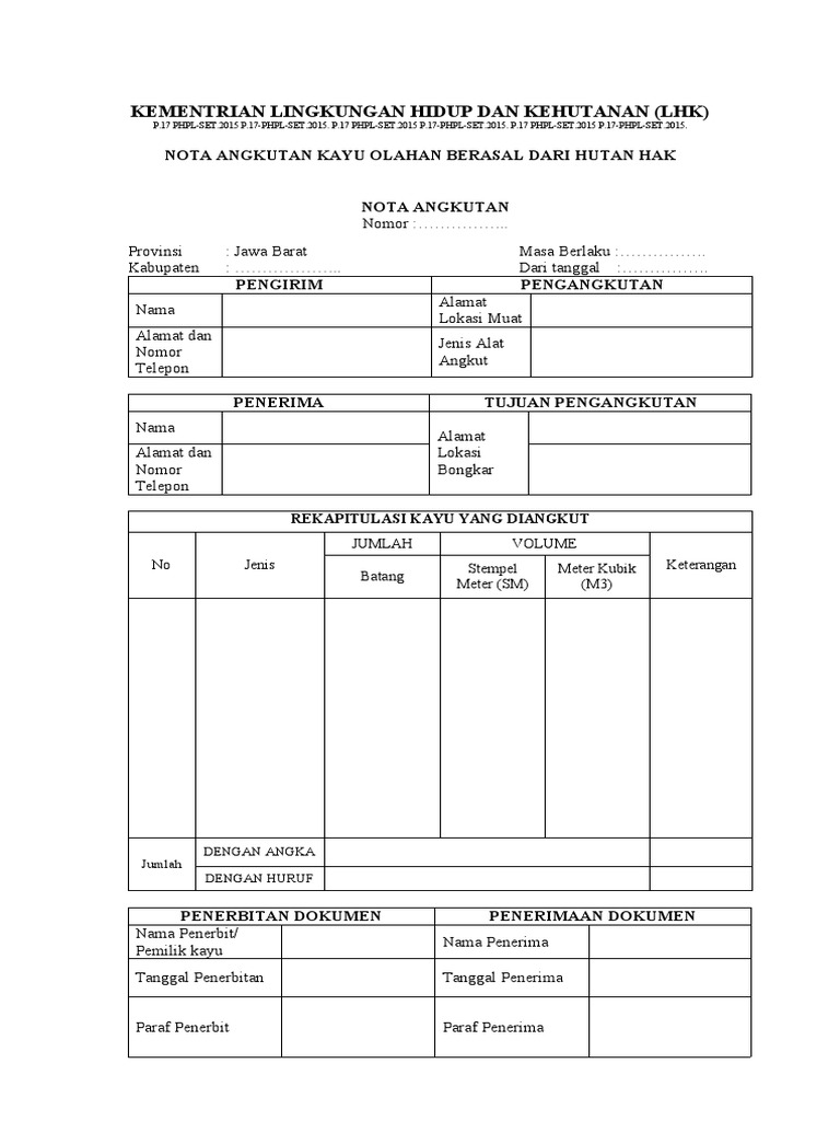 Nota Angkutan Kayu Olahan Resmi | PDF