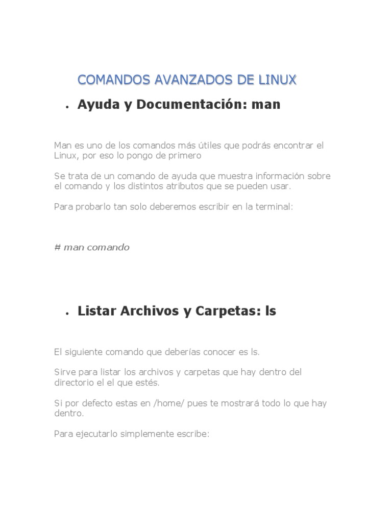 Comandos Avanzados de Linux | PDF | Directorio (Computación) | Archivo ...