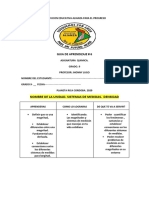 Guía de aprendizaje de Química sobre sistemas de medidas y densidad