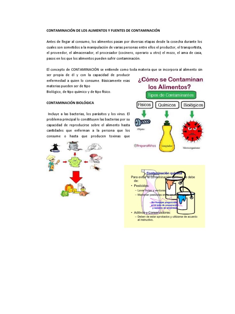 Contaminación de Los Alimentos y Fuentes de Contaminación | PDF ...