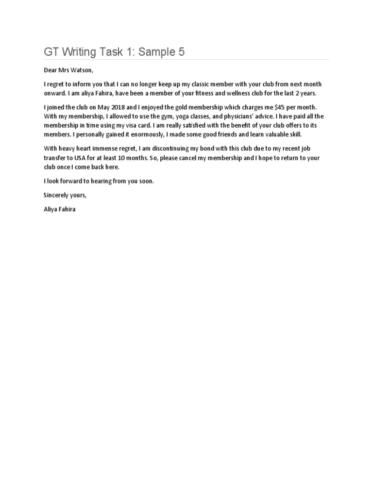 GT Writing Task 1: Sample 5 | PDF | Lifestyle