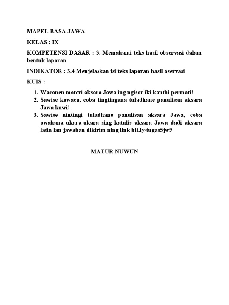 Materi Teks Observasi 5 Kelas 9 Doc