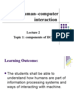 Human-Computer Interaction: Topic 1: Components of HCI