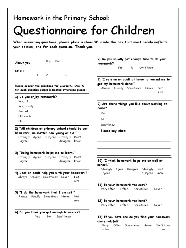 primary school homework research