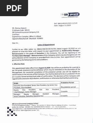 Appointment Letter