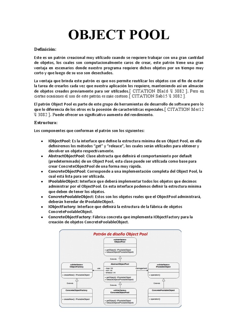 Introducción al Patrón Object Pool | PDF | Objeto (informática ...