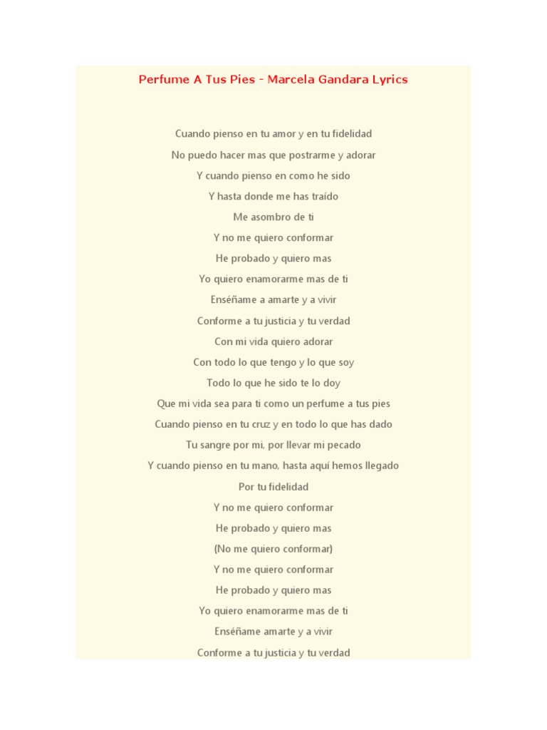 Perfume A Tus Pies Letra PDF