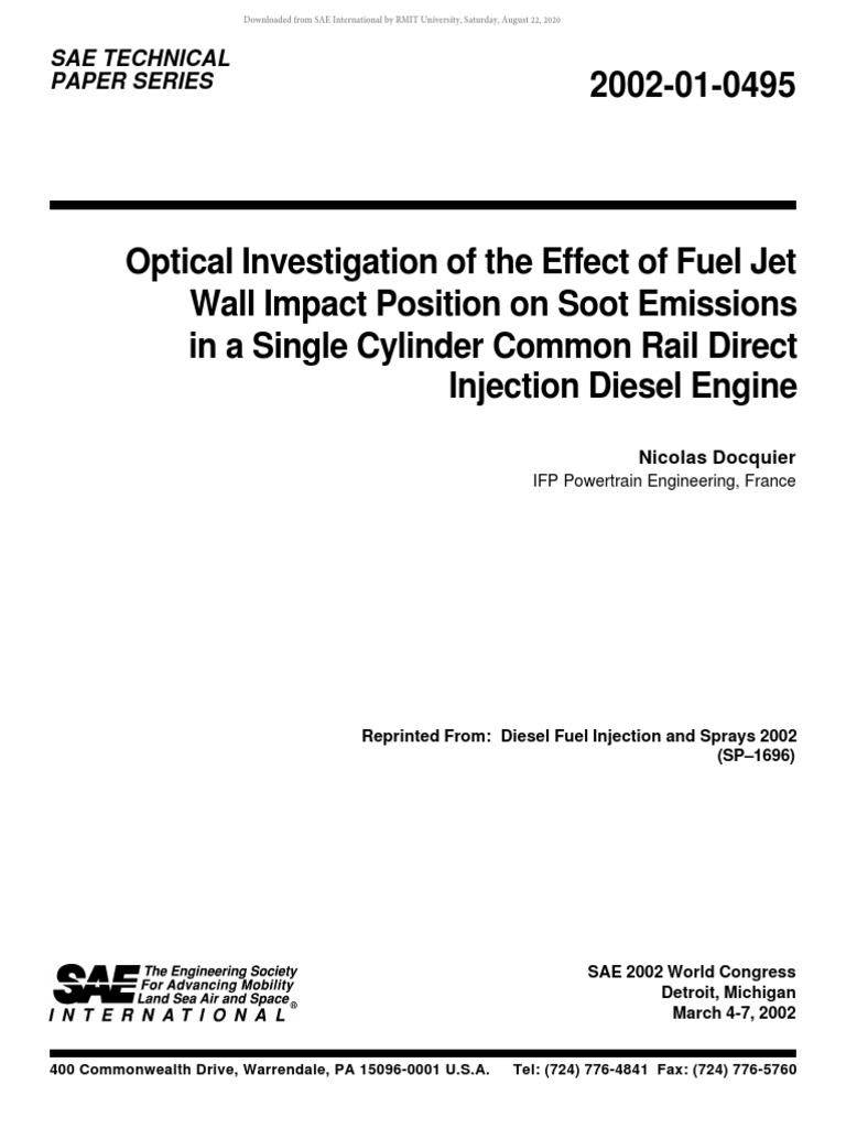Sae Technical Paper Series: Nicolas Docquier | PDF | Diesel Engine ...