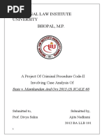 National Law Institute University Bhopal, M.P.: A Project of Criminal Procedure Code-II Involving Case Analysis of