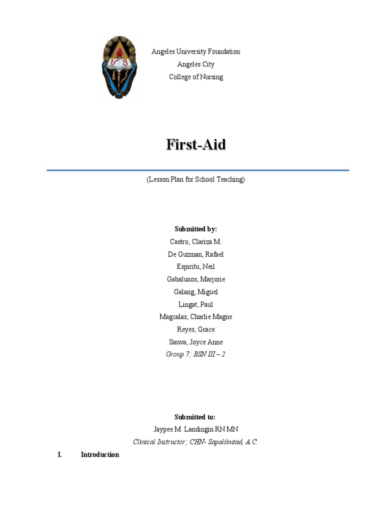 LESSON PLAN FIRST AID