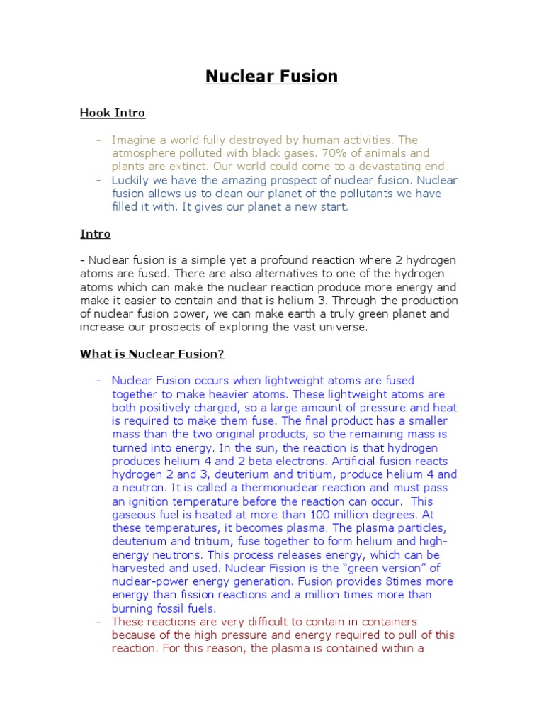 Nuclear Fusion | PDF | Nuclear Fusion | Nuclear Power