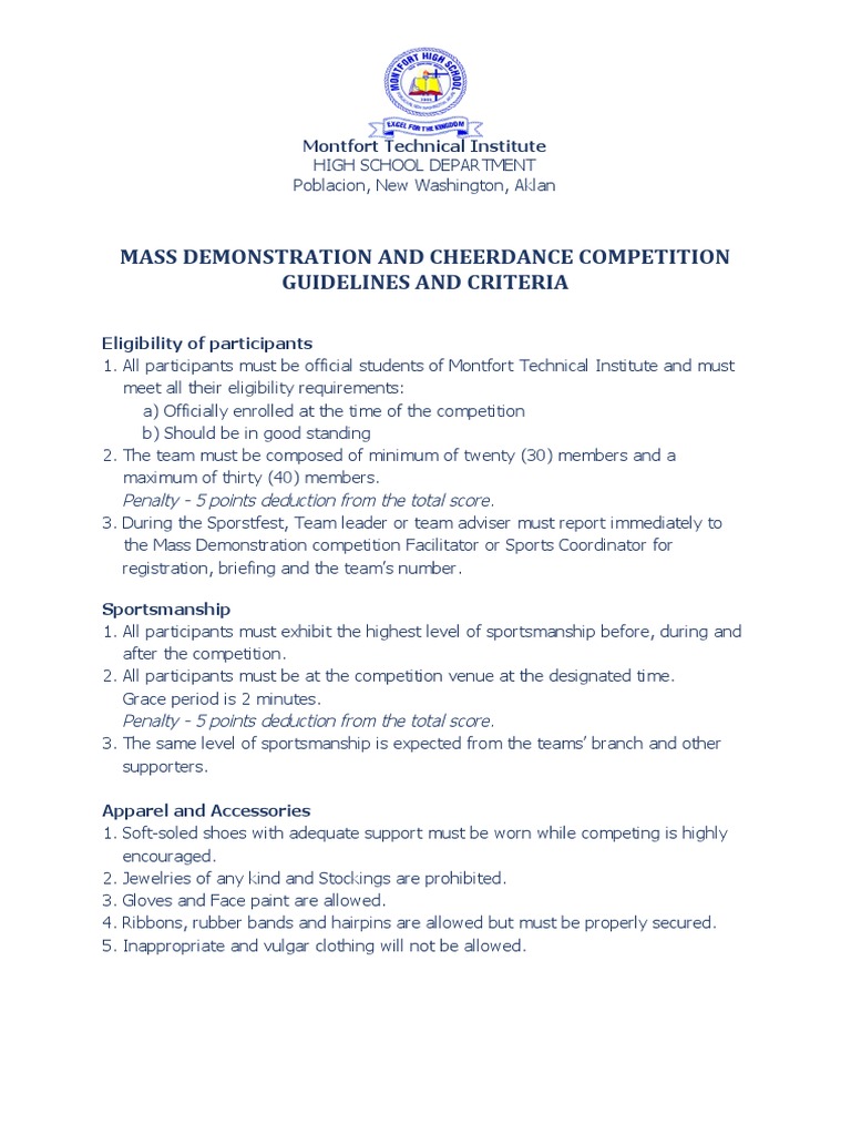 Cheerdance Competition Guidelines | PDF | Sports | Leisure