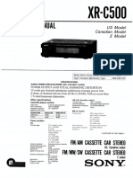 Sony XR-C500 FM AM SW Cassette Car Stereo Service Manual