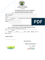 Office of The Provincial Vice Governor Acknowledgement Receipt Form