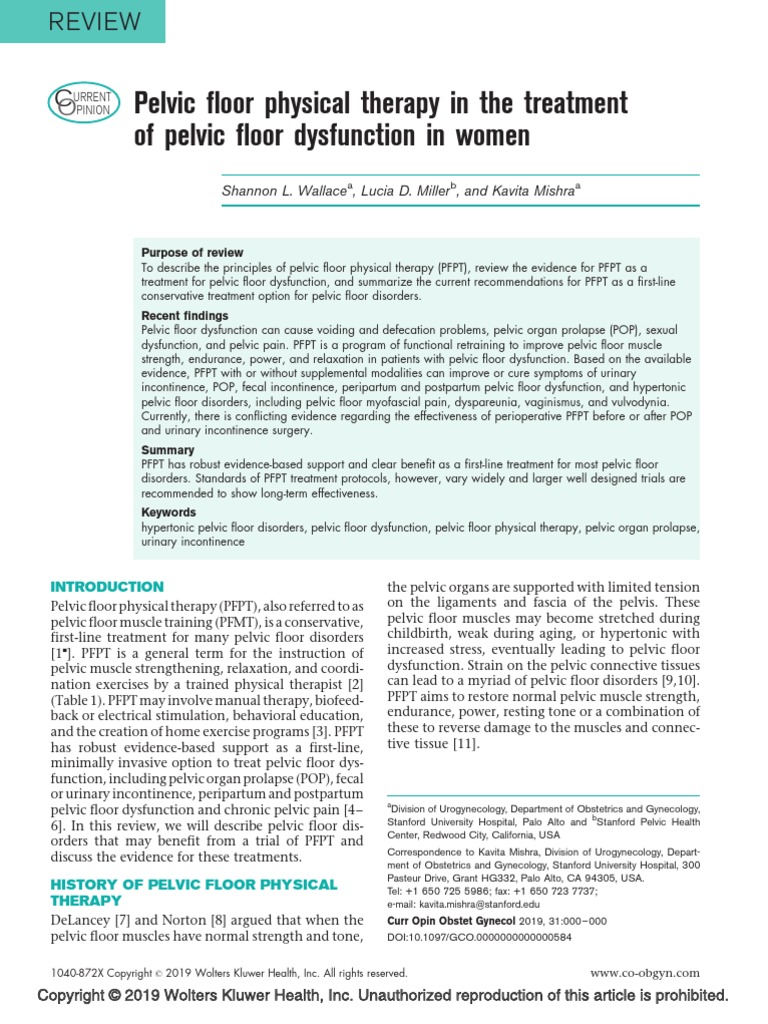 Pelvic Floor Physical Therapy in The Treatment of Pelvic Floor ...
