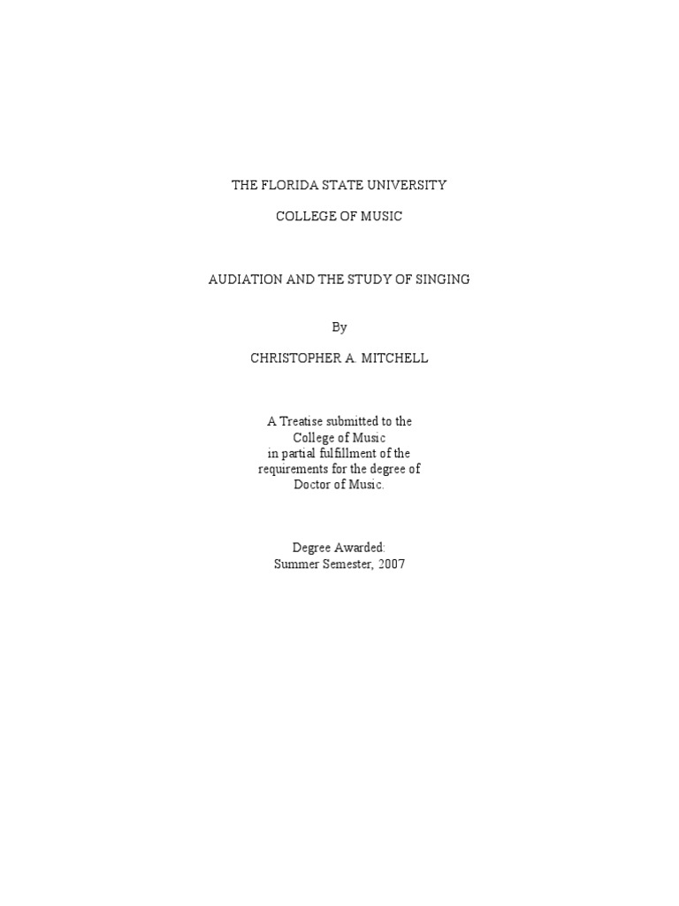 Audiation in Vocal Pedagogy Explained | PDF | Singing | Psychological ...