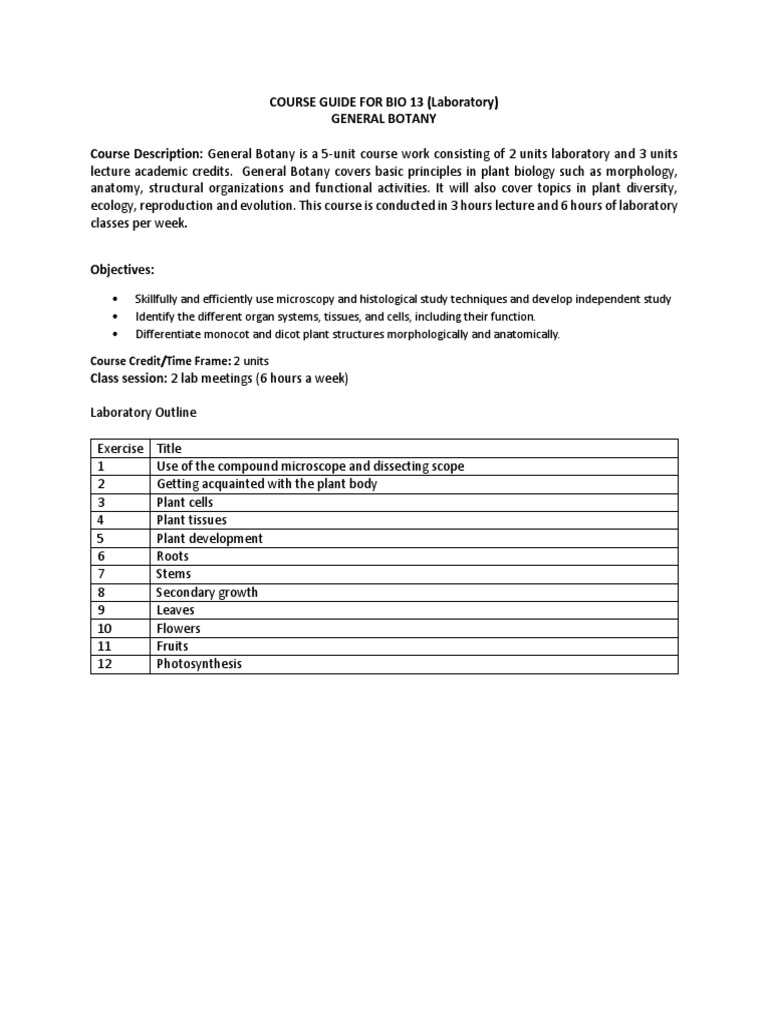 Course Guide For Bio 13 - Lab PDF | PDF | Career & Growth | Wellness