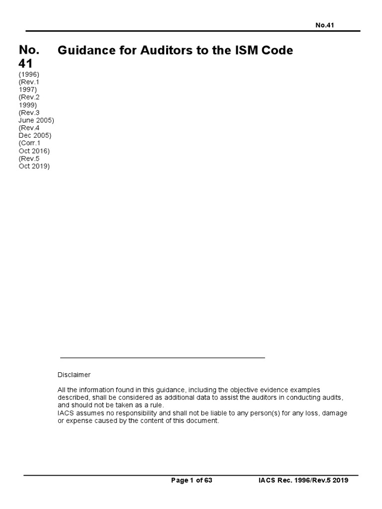 ISM Code Audit Guidance for Auditors | PDF | Verification And ...