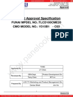 TFT LCD Approval Specification: Funai Mpdel No.:Tlcd100Cme20 Cmo Model No.: V315B1 - C03