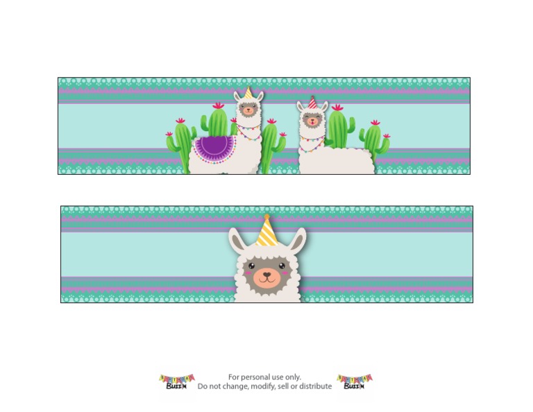 Llama Water Bottle Labels PDF