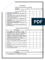 Questionnaire Understanding of The Industrialization 4.0 by Employees Statement SA A N D SD