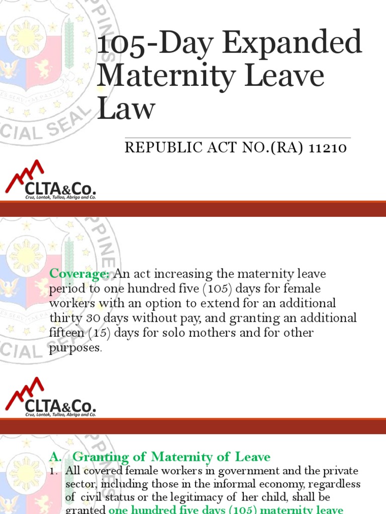 105 - Day Expanded Maternity Leave Law | PDF | Parental Leave | Mother