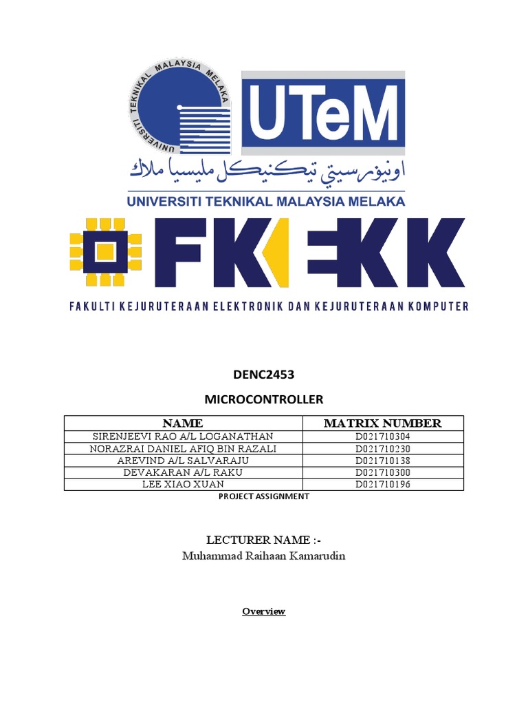 DENC2453 Microcontroller: Name Matrix Number | PDF | String (Computer ...