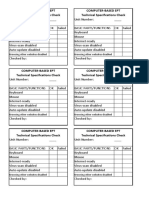 Checklist of Technical Specs