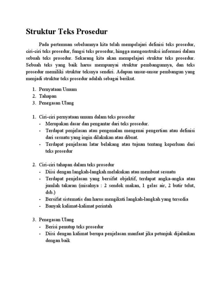 Struktur Teks Prosedur Pdf