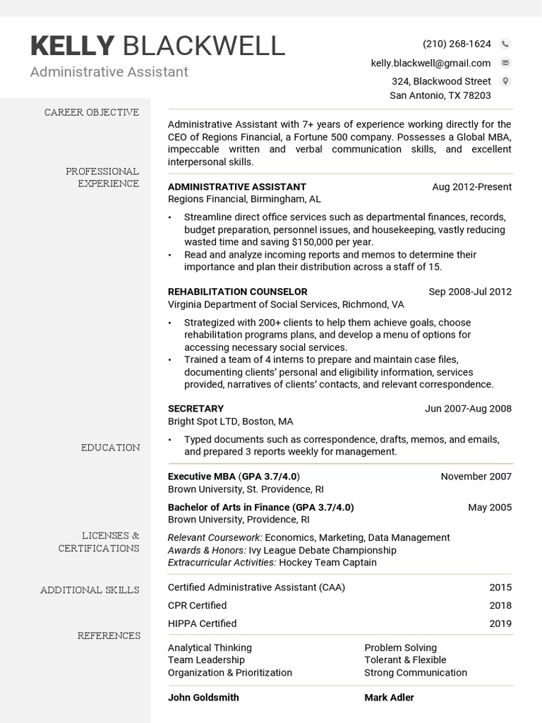 Technical Resume Template Granite PDF Business