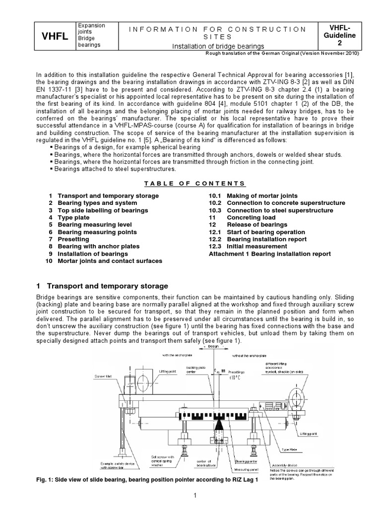 Installation Guidelines for Bridge Bearings A Summary of Procedures