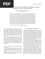 MBSR Social Anxiety Disorder Emotion Regulation Gross