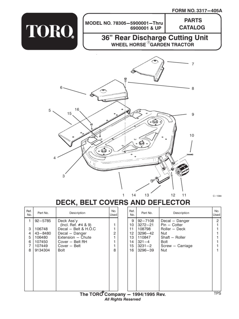 WheelHorse 36 inch rear discharge mower deck parts list | Screw | Belt  (Mechanical)