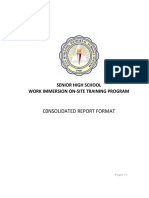 C0Nsolidated Report Format: Senior High School Work Immersion On-Site Training Program