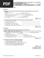 Oxford Solutions Pre-Int Short Test Unit 9 1B