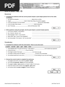 Oxford Solutions Pre-Int Short Test Unit 9 1B