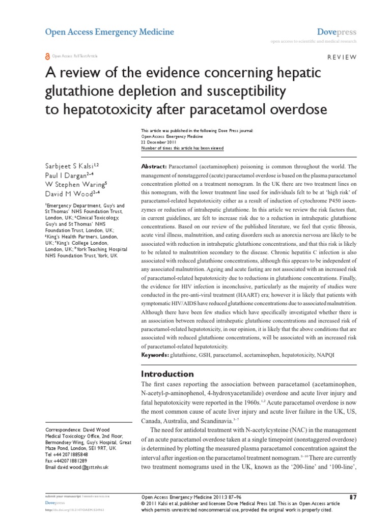 A Review of The Evidence Concerning Hepatic Glutathione Depletion and