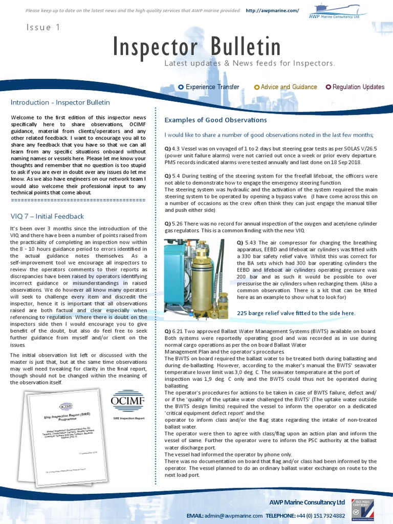 Issue 1 Inspectors Newsletter 4 | PDF | Fuel Oil | Firefighting