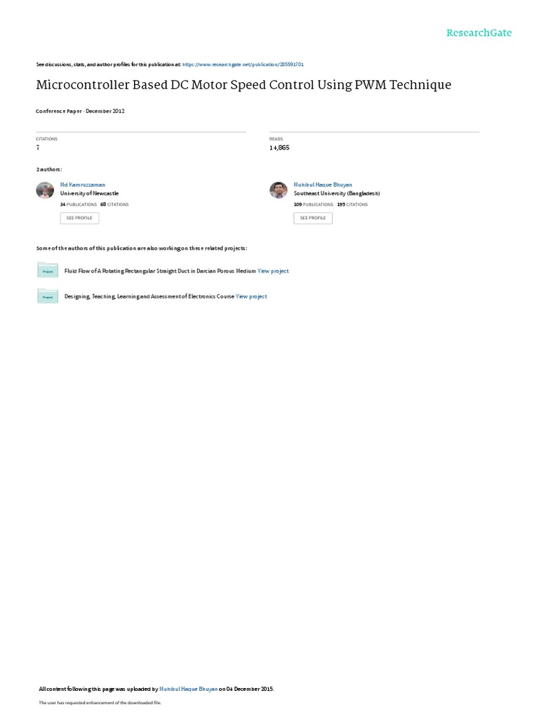 Microcontroller Based DC Motor Speed Control Using PWM Technique ...