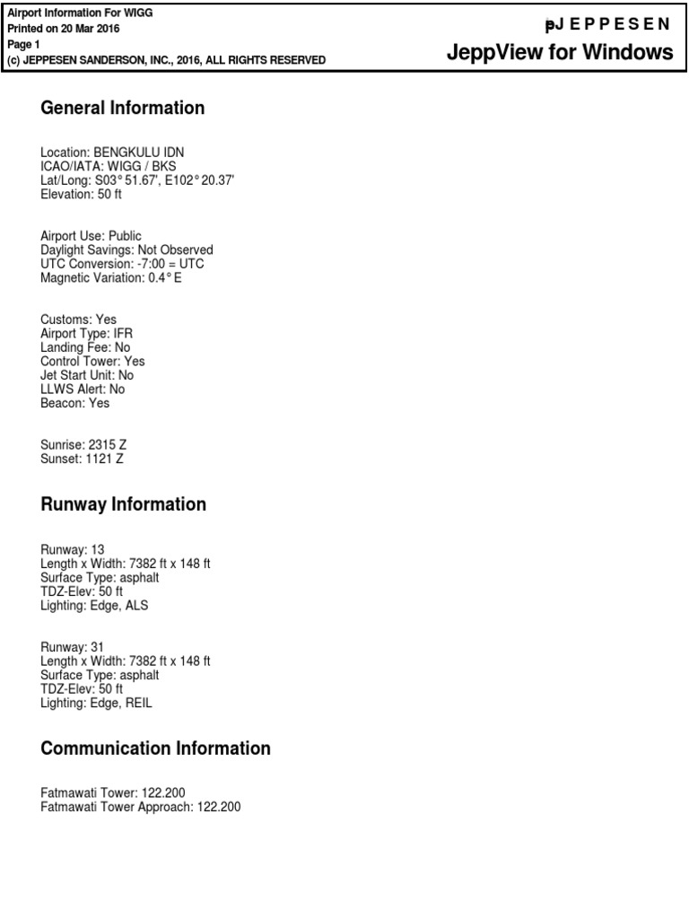 Jeppview For Windows: General Information General Information | PDF ...