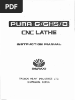 Daewoo PUMA 6HS CNC Lathe Instruction Manuall