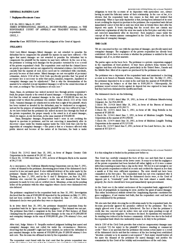 General Banking Law: Banking Simex International Inc Vs Ca and Traders ...