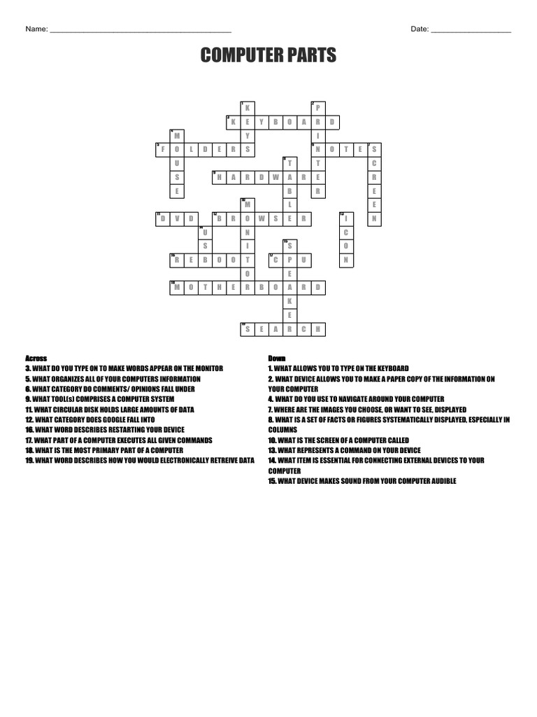 COMPUTER PARTS Answer Key | PDF | Computer Monitor | Media Technology