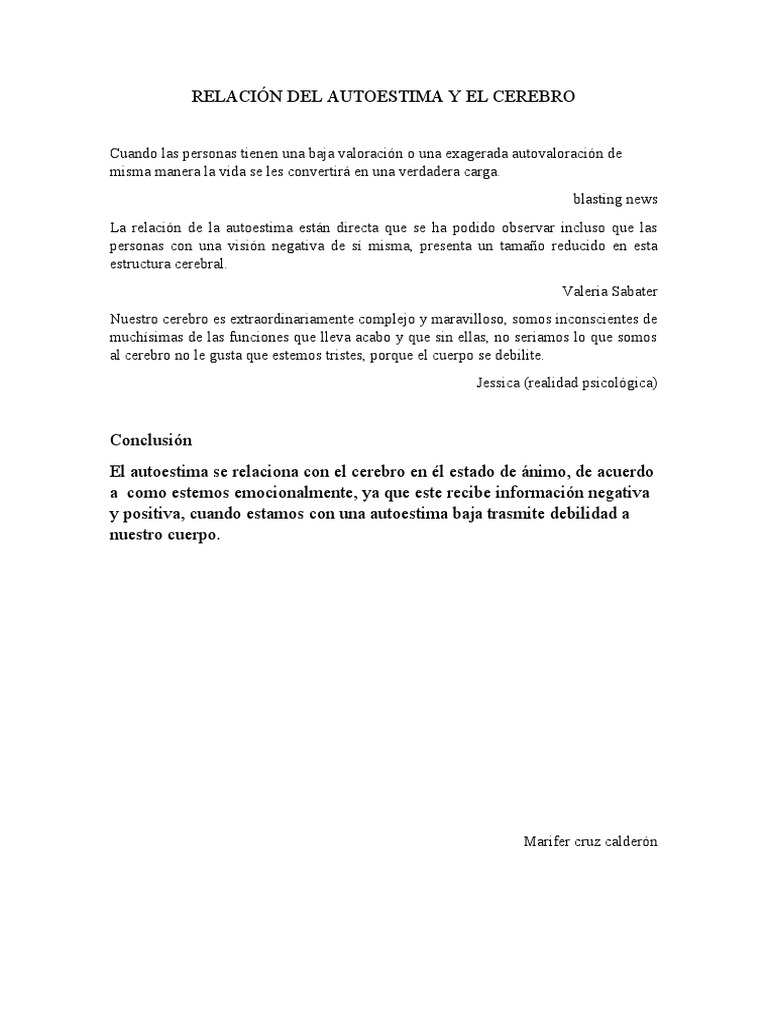 Relación Del Autoestima y El Cerebro | PDF