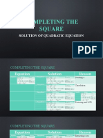 Completing The Square: Solution of Quadratic Equation