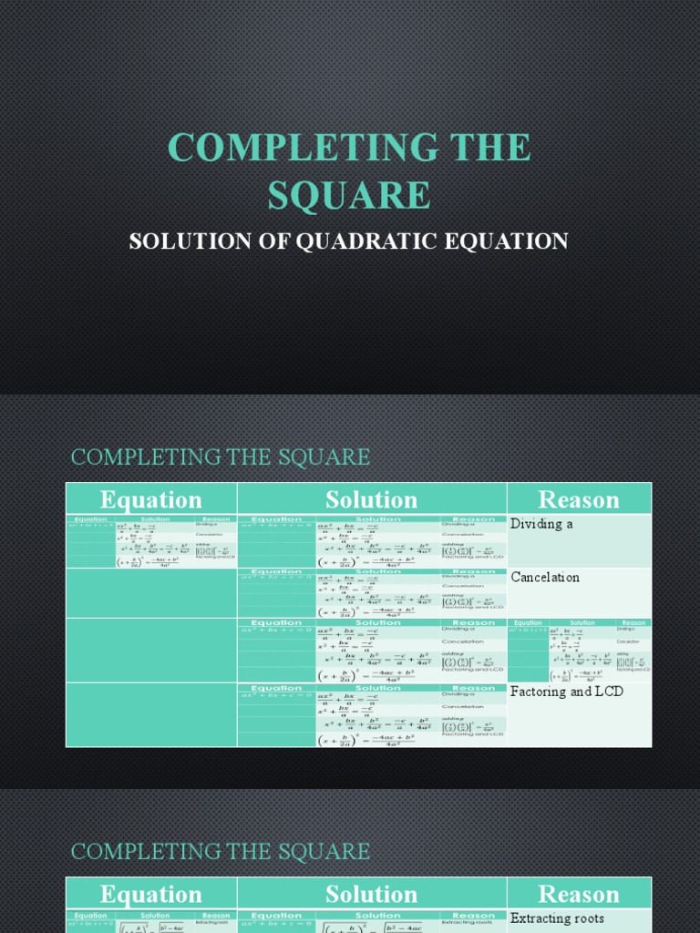 Completing the Square Guide | PDF | Language Arts & Discipline ...