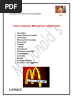 Human Resources Management at Mcdonald'S: Superior